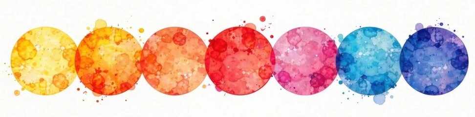 Fototapeta premium Colorful watercolor circles on a white background, art, watercolor style, design