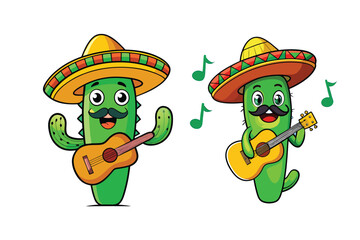 cute cactus illustration vector