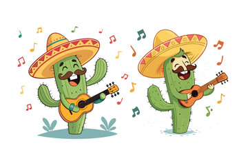 cute cactus illustration vector