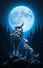 Moonlit Wolves papercraft