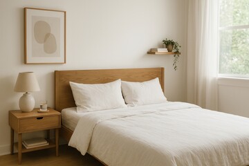 Minimalist cozy bedroom design.