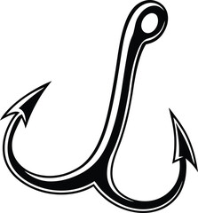 Stylish and premium quality fishing hook silhouette vector illustration, fishing hook line art vector icon design