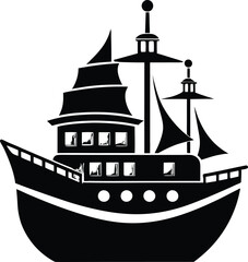 Majestic Ship Silhouette Design – Minimalist Nautical Illustration for Maritime and Travel Concepts