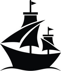 Majestic Ship Silhouette Design – Minimalist Nautical Illustration for Maritime and Travel Concepts