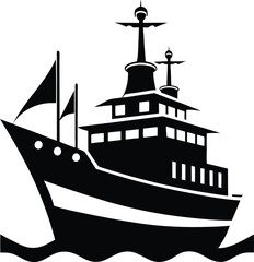 Majestic Ship Silhouette Design – Minimalist Nautical Illustration for Maritime and Travel Concepts