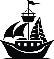 Majestic Ship Silhouette Design – Minimalist Nautical Illustration for Maritime and Travel Concepts