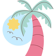 Naklejka premium Tropical Flat Style Beach Palm Tree Illustration 