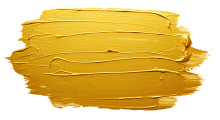 Gold Paint Stroke Close-Up on Transparent Background for Artistic Design