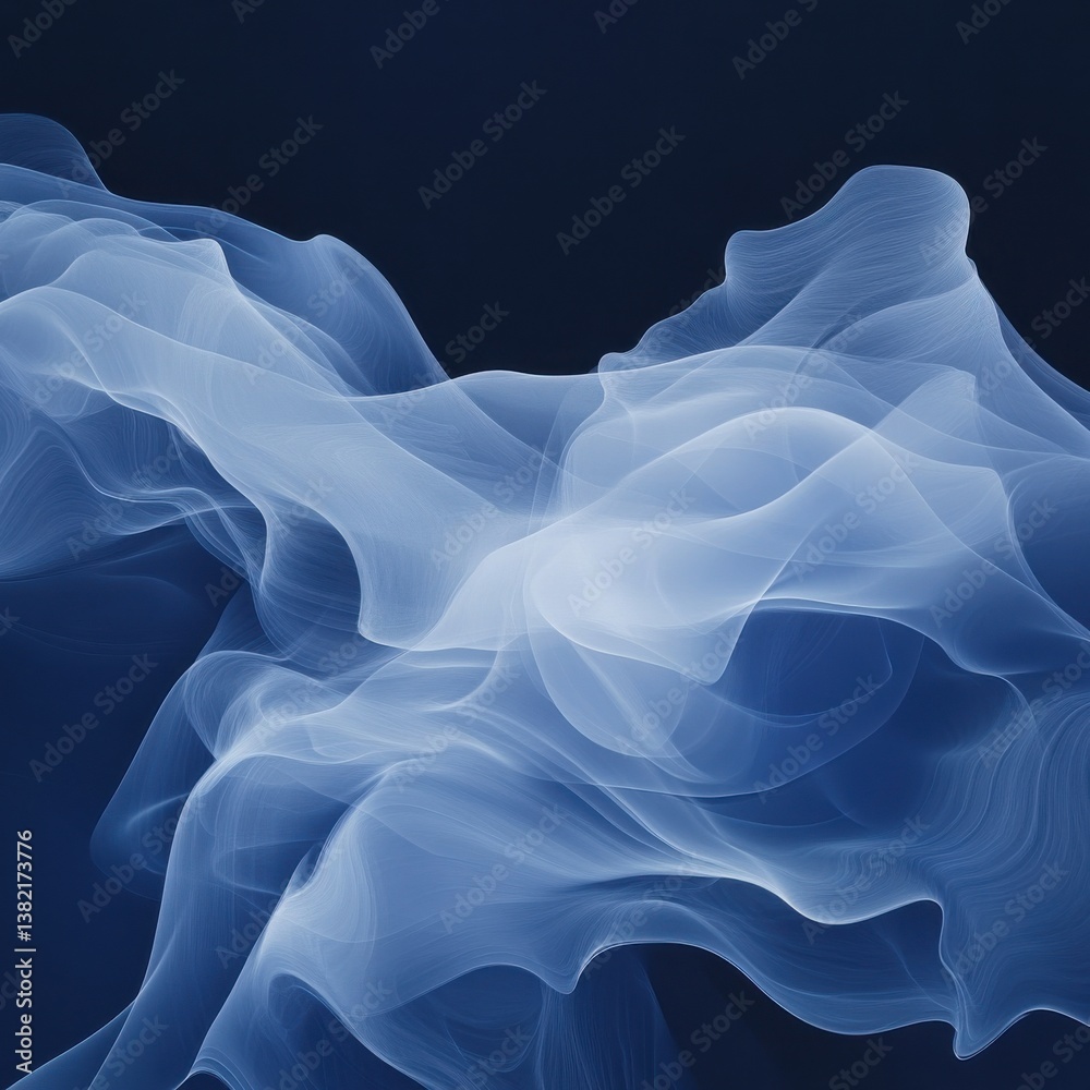 Canvas Prints soft ethereal blue waves on a dark background for abstract art