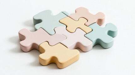 Fototapeta premium colorful pastel puzzle toy set featuring simple and modern Scandinavian design elements. This engaging toy promotes creativity and fine motor skills in children