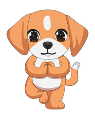 Dog Doing Tree Pose Yoga Animal Yoga Illustration