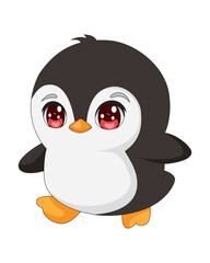 Cute Penguin Running Cartoon Character Mascot