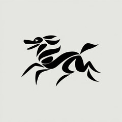 Fototapeta premium Abstract Dog Illustration, Dynamic, Representing Playfulness or Speed, Against a White Background with copy space