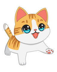 Cat Walking Cheerful Cartoon Animal Mascot