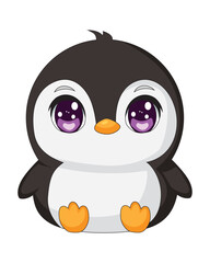 Cute Penguin Cartoon Sitting Character Mascot