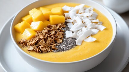 Delicious Bowl of Freshly Prepared Food with Wooden Spoon for Serving