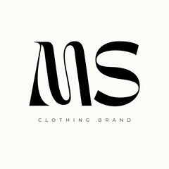 MS clothing brand logo design. creative minimal monochrome monogram symbol.