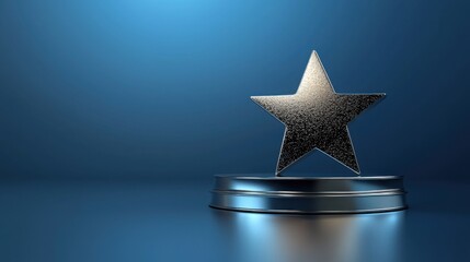Glimmering star positioned on a podium signifying achievement and recognition in an ai-powered customer feedback scene