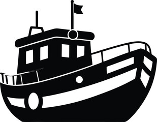 Fototapeta premium Resilient Lifeboat Silhouette Design – Minimalist Maritime Illustration for Safety and Rescue Themes