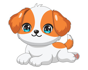 Naklejka premium Chibi Beagle Dog Cartoon Illustration