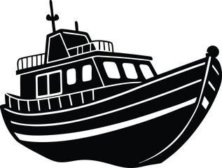 Resilient Lifeboat Silhouette Design – Minimalist Maritime Illustration for Safety and Rescue Themes