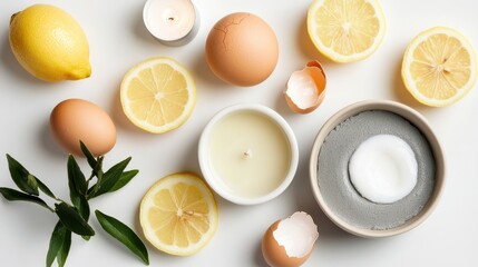 Vibrant Bowl of Fresh Lemons and Eggs with a Slice for Culinary Delight