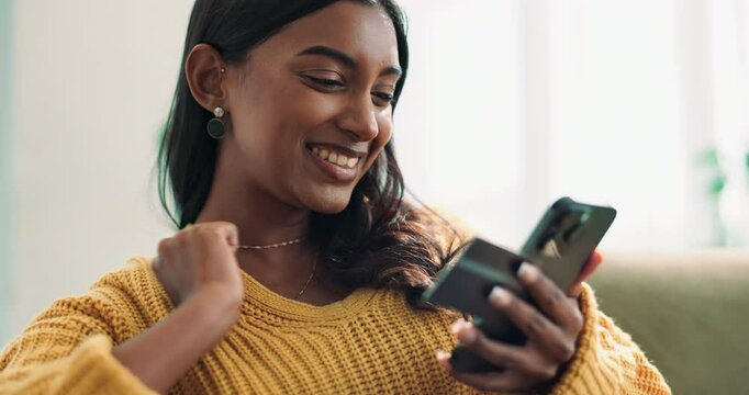 Phone, search and girl on sofa with credit card for ecommerce payment, sale or loan application at home. Smartphone, sign up and gen z person in house for elearning, app or cybersecurity password