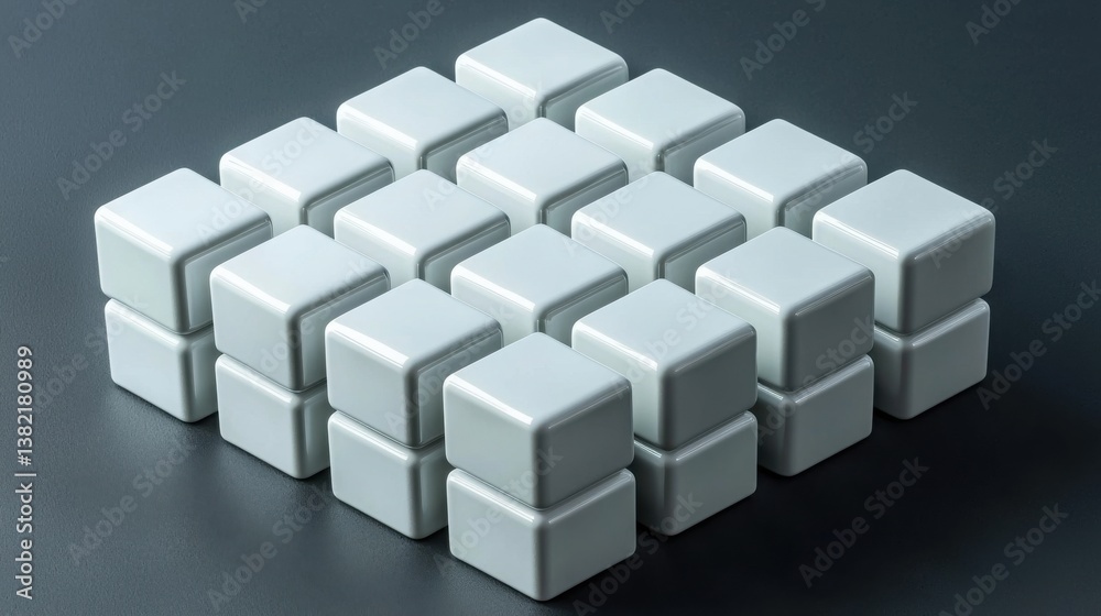 Poster white plastic cube standing alone to represent digital assets and modern design elements in blockcha