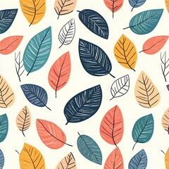 colorful leaf minimal fabric pattern