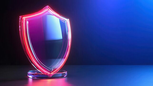 Glass trophy with a glowing red light symbolizing recognition in cybersecurity excellence and network protection achievements