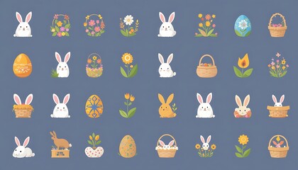 Celebrating Easter with Baskets Eggs and Bunnies Illustration for Holiday Fun