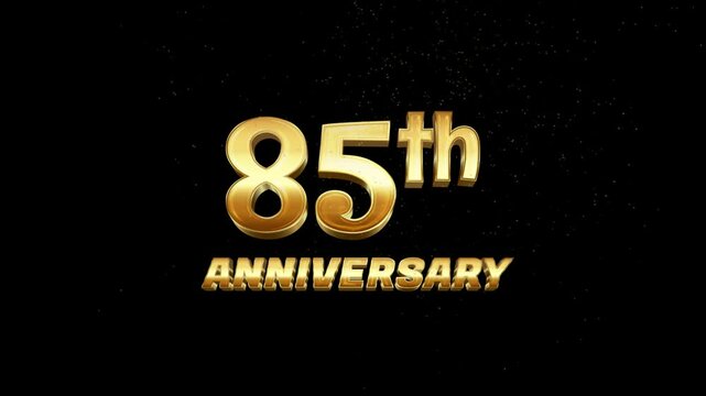 Happy Anniversary 85 th golden text with particles luxury animation