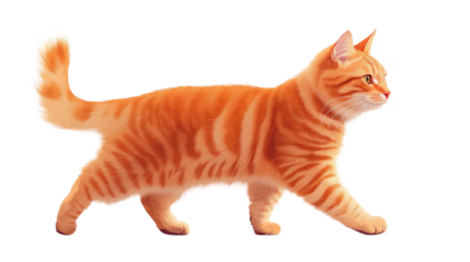 Ginger Cat Strolling: A striking ginger cat confidently strolls along a simple setting, its vibrant fur and focused demeanor showcasing the feline grace and independent spirit. 
