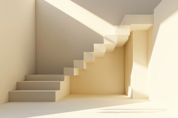 Obraz premium Minimalist Interior with Stairs and Natural Light in Empty Space