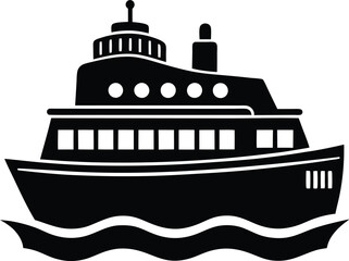Reliable Ferry Silhouette Design &ndash; Minimalist Maritime Illustration for Passenger and Vehicle Transport Themes
