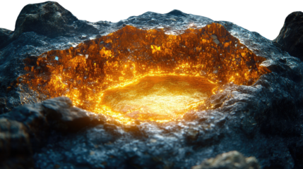 Lava Lake:  The molten heart of a volcano glows, a fiery pool of lava within rugged rock. Evokes the raw power of nature and geological wonders. 