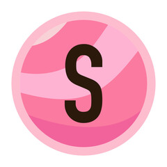 Bold S Letter in Pink Themed Gradient Ball for Love-Themed Artwork