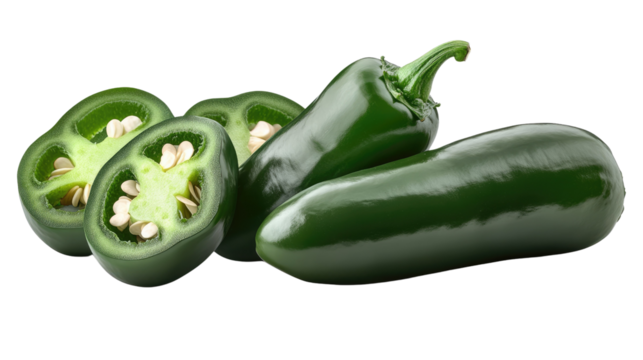 Vibrant Jalapenos: Fresh jalapenos, capturing the vivid green hue of the peppers with an intimate view of their intricate details. A tempting display for culinary inspiration.