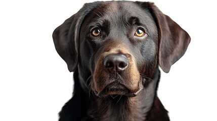 Fototapeta premium The chocolate Labrador: A close-up shot of a handsome chocolate labrador, with expressive eyes and a noble expression, embodying the quintessential traits of loyalty and companionship.