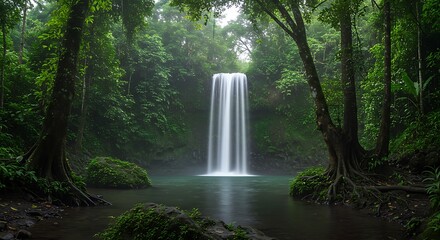 Obraz premium Emerald Curtain Falls AI Generated