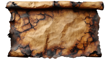 Antique Parchment Scroll: A close-up of an ancient parchment scroll with a weathered texture, evokes a sense of history, secrets and mystery.