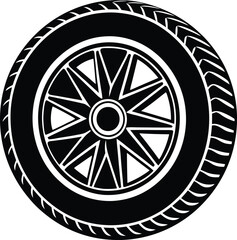 Fototapeta premium Durable Car Tire Silhouette Design – Minimalist Automotive Illustration for Vehicle and Road Safety Themes