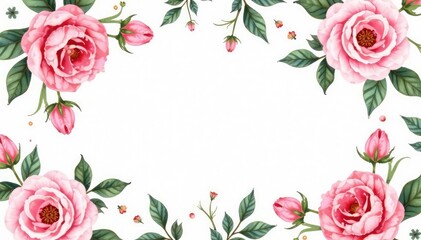 Delicate watercolor roses & leaves, repeat pattern, pattern, bloom