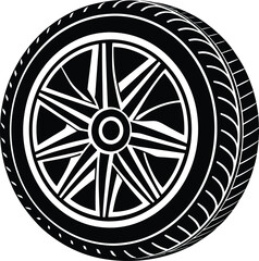 Fototapeta premium Durable Car Tire Silhouette Design – Minimalist Automotive Illustration for Vehicle and Road Safety Themes