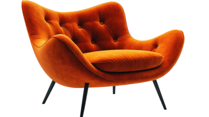 Elegant Orange Armchair: A luxurious, orange armchair stands elegantly. This chair combines comfort and style, creating a focal point for any interior.
