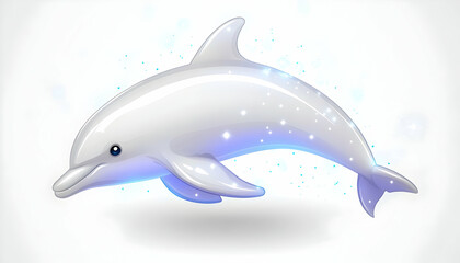 Obraz premium Gleaming white dolphin gracefully leaping, surrounded by ethereal blue light
