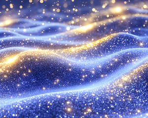 Obraz premium Glittering blue and gold waves of light