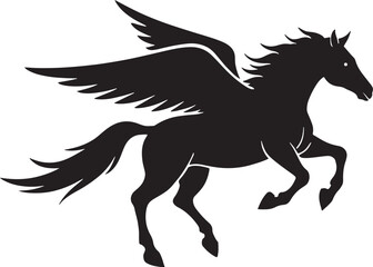 black silhouette of pegasus