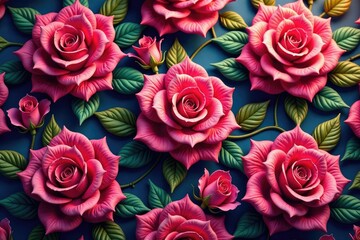 Fototapeta premium Intricate repeating rose pattern, vibrant hues , repeating, background texture, surface pattern
