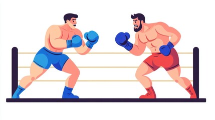 Cartoon boxing match between two fighters	